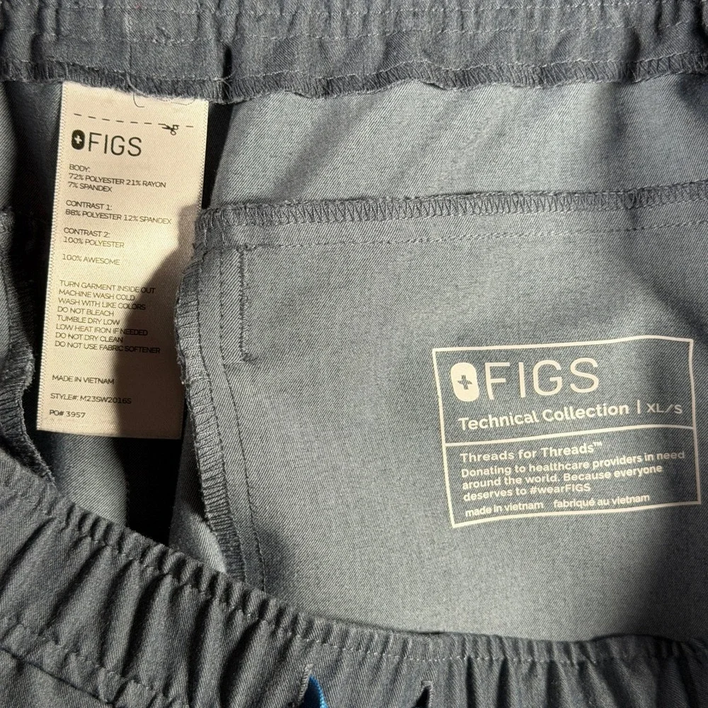 FIGS Technical Collection Scrub Joggers Mens XL Short Gray M23SW2016S Drawstring